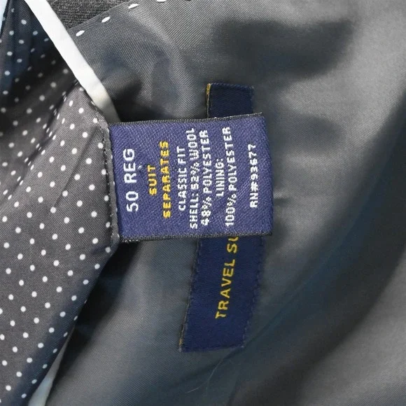 Stafford 50R Gray Travel Suit Seperates Mens Blazer Suit Jacket